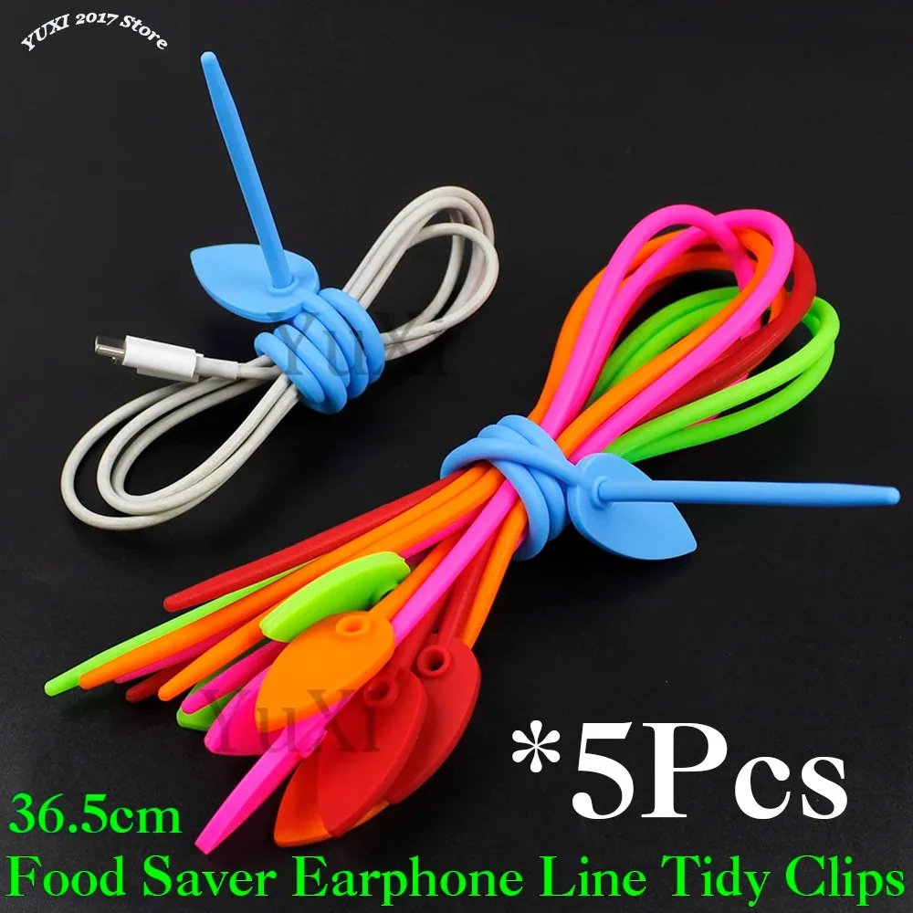 1-5Pcs Silicone Reusable Cable Wire Organizer Winder Storage Holder Bag Ties Cord Bag Clip Headset Data Line Wire Universal Tie