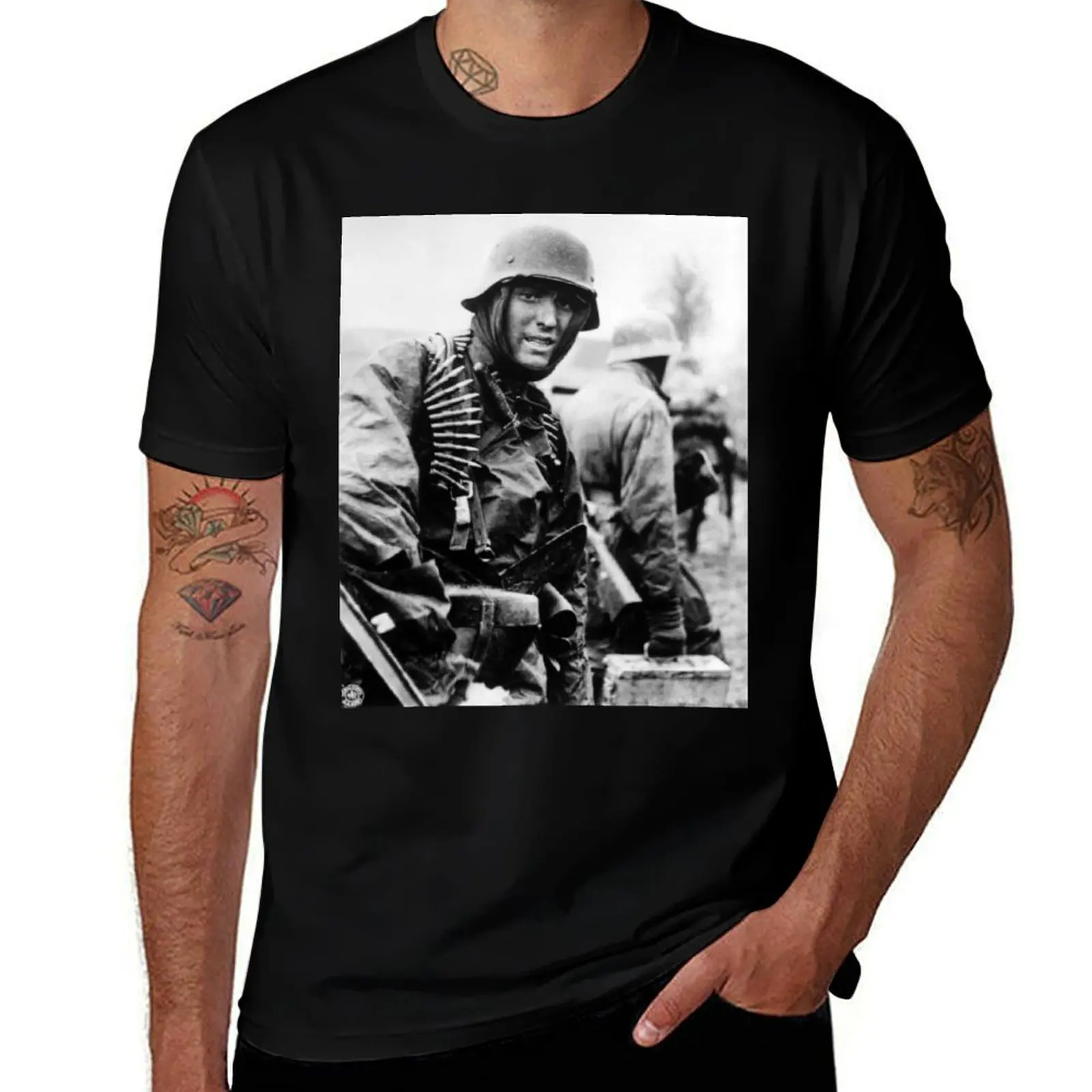 

German MG42 Gunner Ardennes Offensive T-Shirt T-shirts man man t shirt funny costumes graphics men t shirts