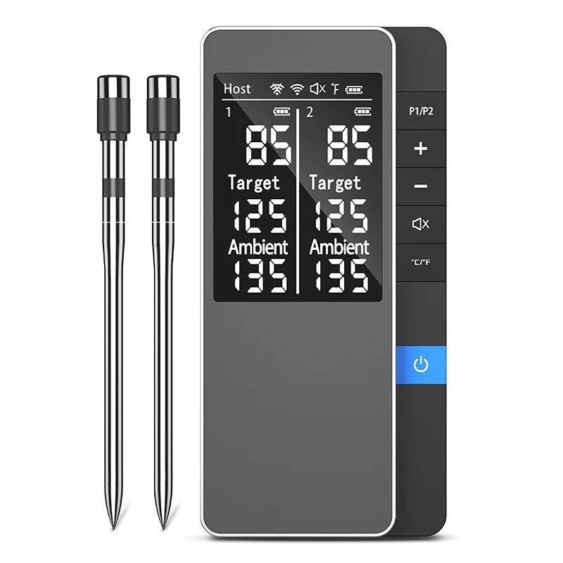 2025 Nieuwe draadloze vleesthermometer - Digitale voedselthermometer met meerdere sensoren en ultradunne sonde, transmi over lange afstanden van 500 voet