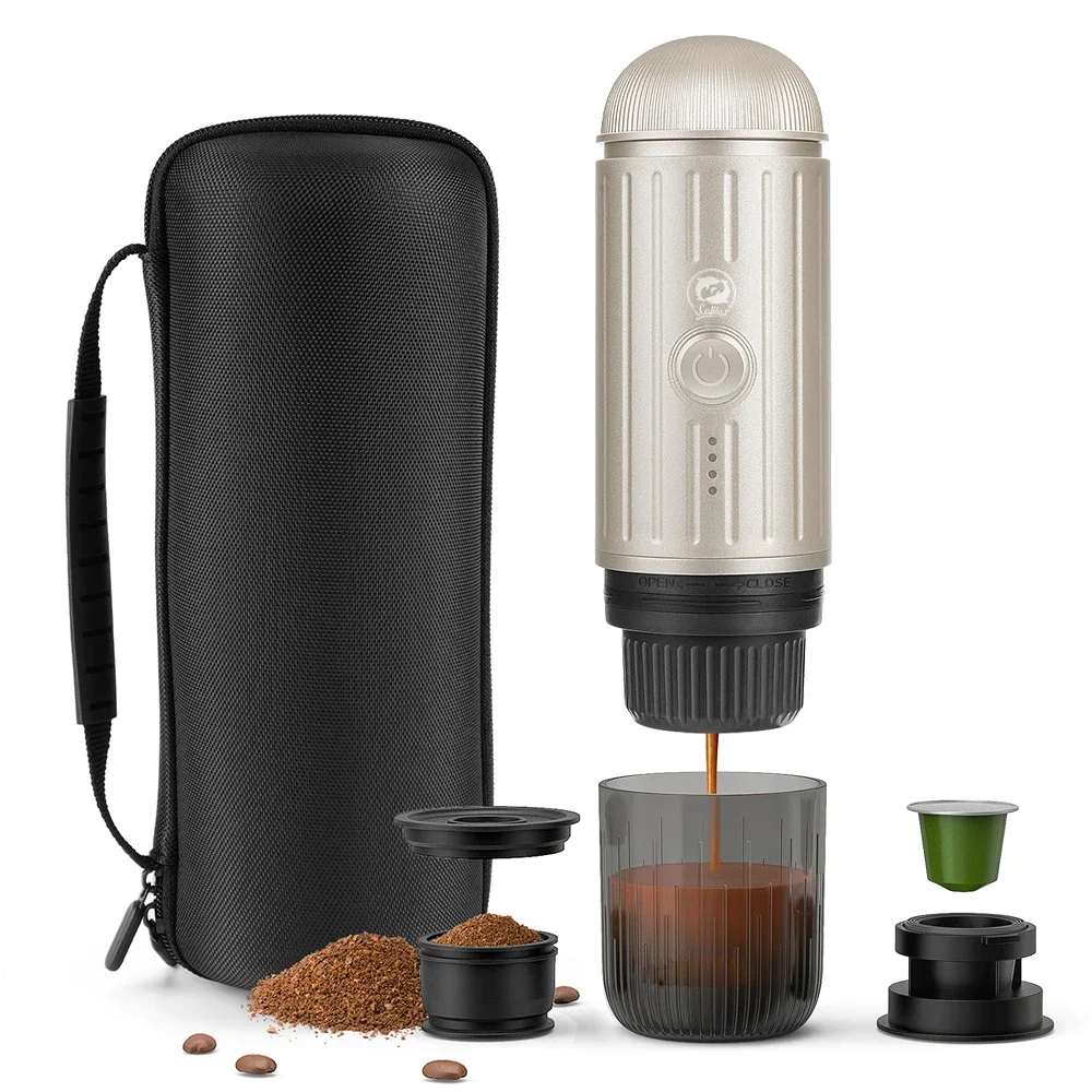 

Portable Espresso Coffee Maker Electric Coffee Machine 19Bar Automatic Heating fit nespresso Capsule Pods Ground Coffee