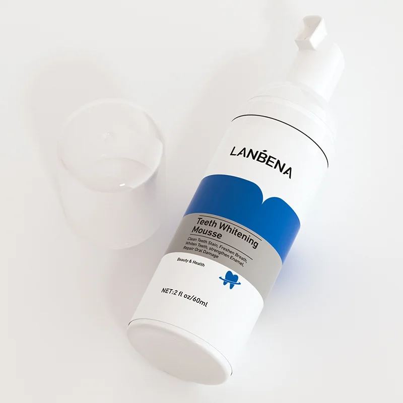 LANBENA 60ml Mousse sbiancante per denti rimuovi placca gialla macchie di fumo igiene orale dentifricio pulizia dentale strumento per l'alito fresco