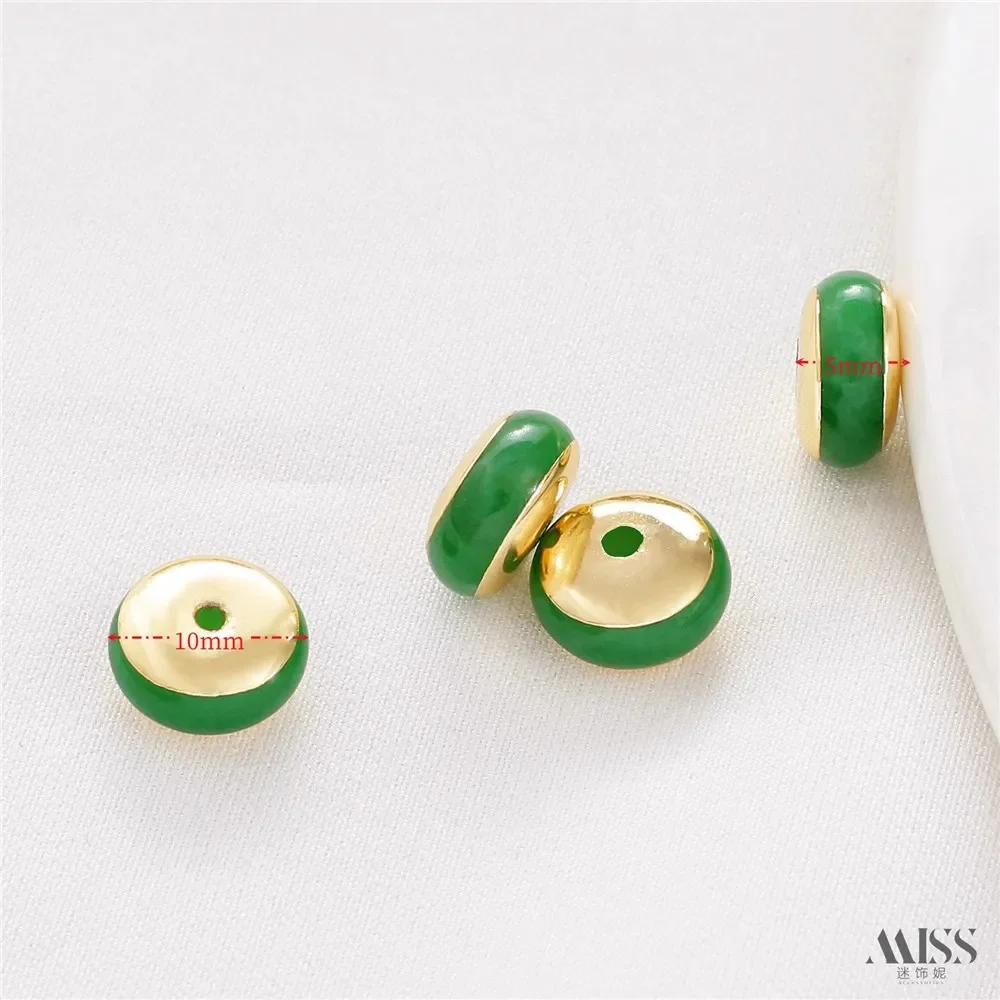 14K Gold-wrapped Color Small Waist Bamboo Joint Bead Glazed Glass Loose Bead DIY Handmade Bracelet Necklace Jewelry Accessories