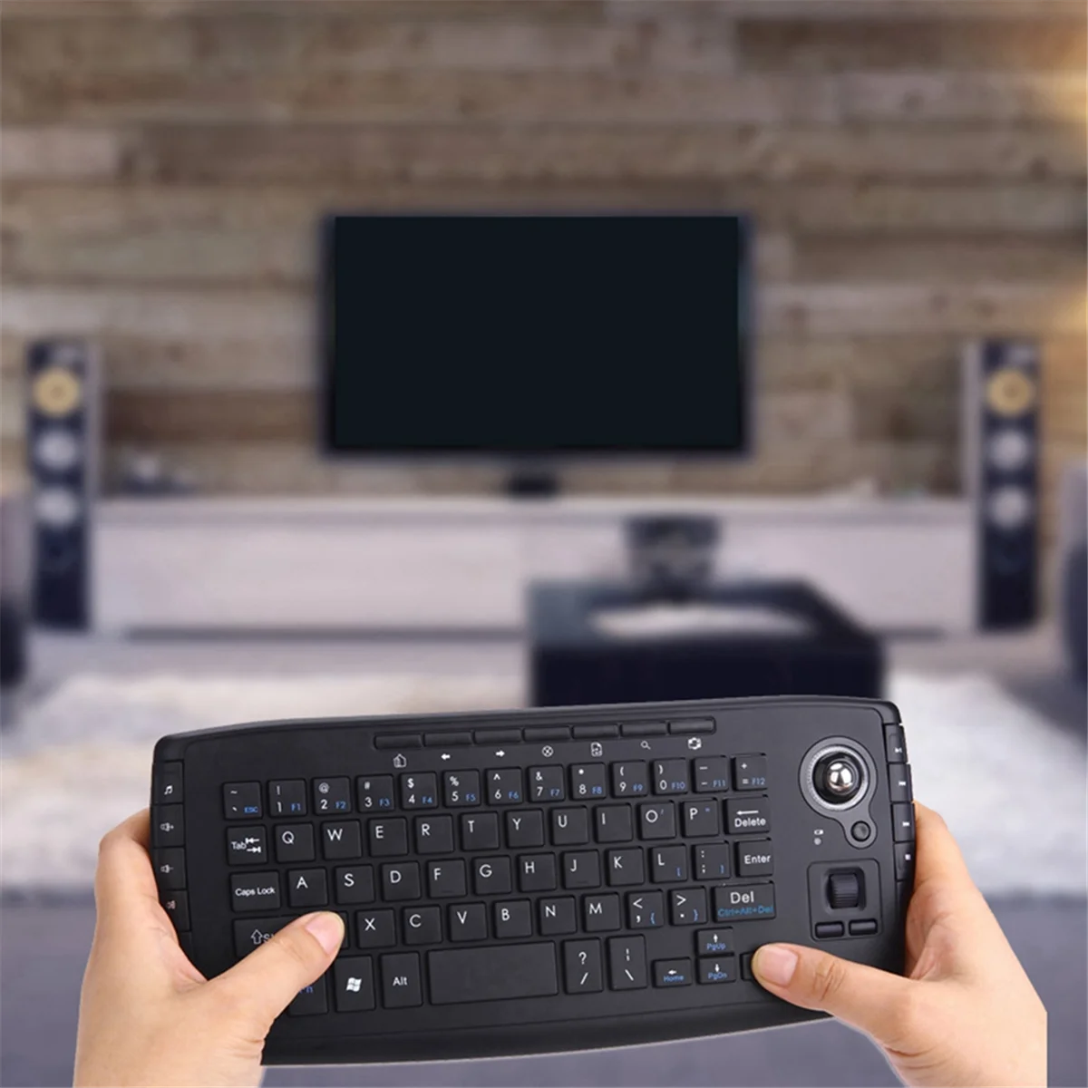 N84R 2.4G Mini teclado ergonômico sem fio para jogos com 15 teclas multimídia e trackball