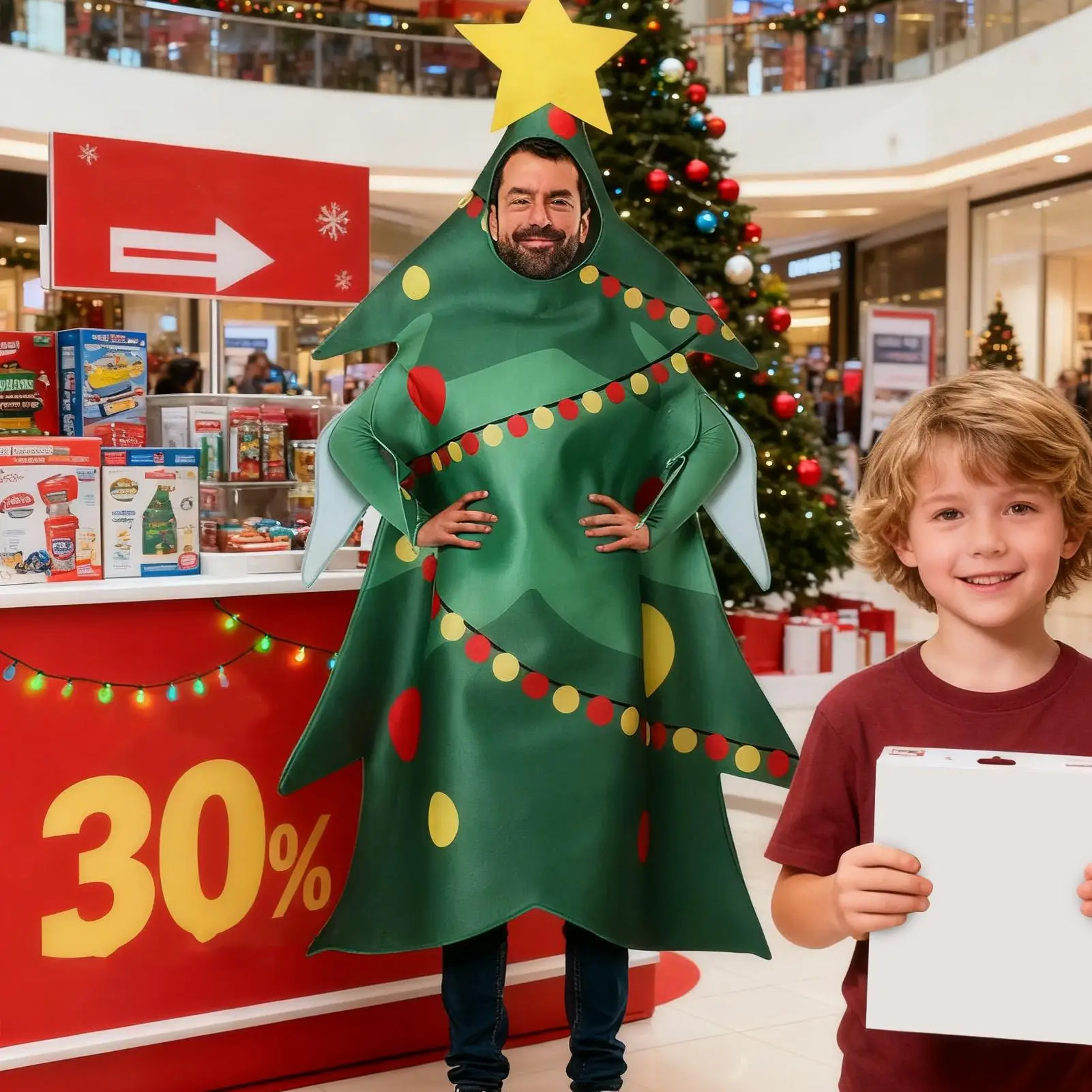 زي شجرة الكبار فرحان تنفس شجرة عيد الميلاد تأثيري الملابس للبالغين لمرحلة عيد ميلاد جمع الممثلين صديقها