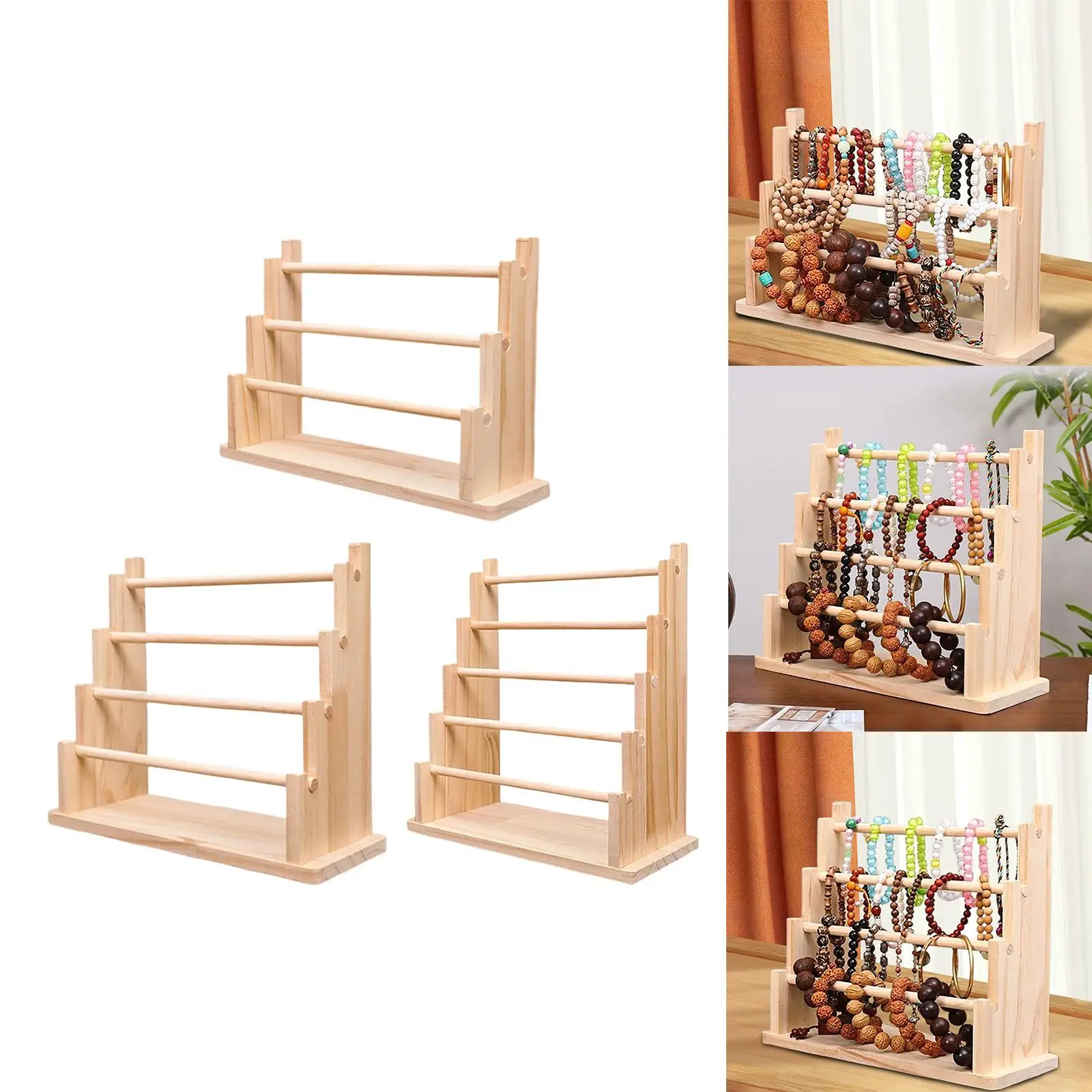 

Bracelet Holder Accessories Wood Rustic Space Saving Decorative Bangles Organizer for Displaying Showcase Tabletop Watch Counter