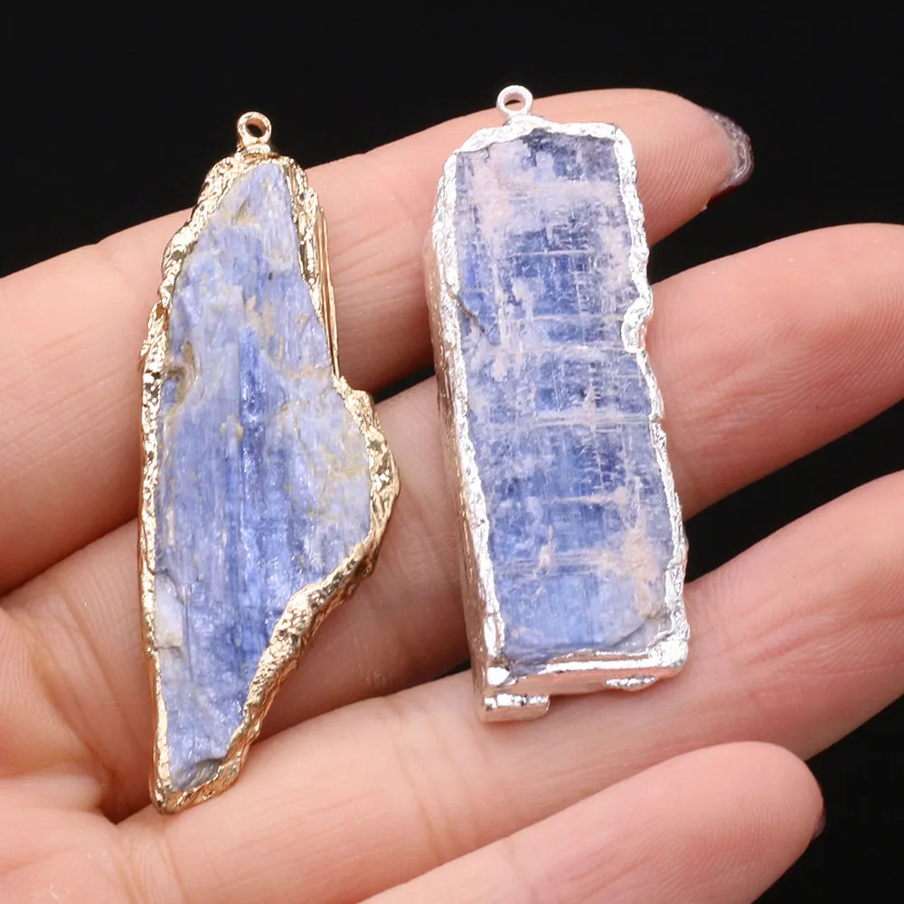 Natural Stone Blue Spodumene Rough Irregular Pendant For Jewelry MakingDIY Necklace Earring Hanging Accessories Charm Gift Party