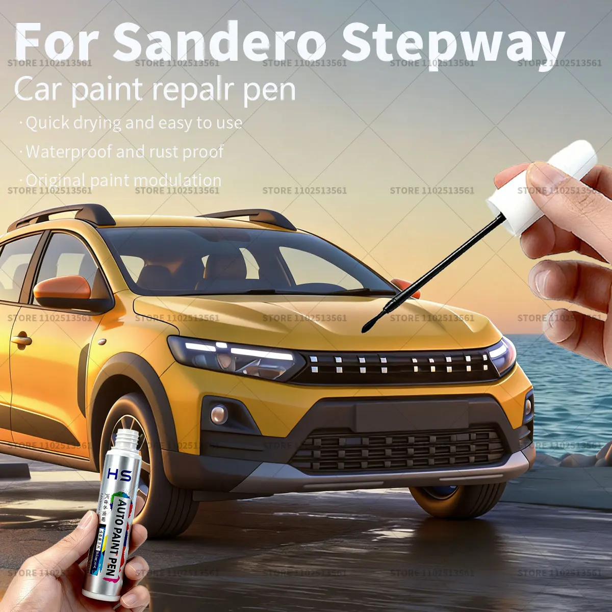 Para Dacia Sandero Stepway pluma de reparación de pintura de coche accesorios de reparación de arañazos azul lron perla negro Glaciar blanco Safari Beige