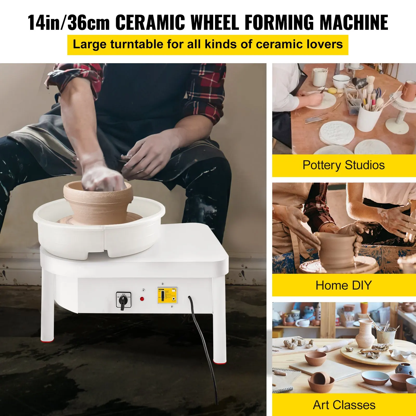 450W Pottery Forming Machine 36cm Pottery Wheel Ceramic Machine With Foot Pedal Pottery Wheel For DIY Clay Art Craft 220V/110V