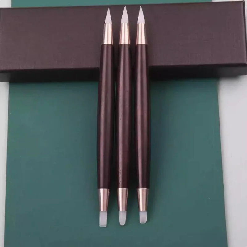 

Round/hoof/wedge-shaped head for polymer clay, doll model - 3pcs rosewood handle double end silicone tip clay engraving tool kit