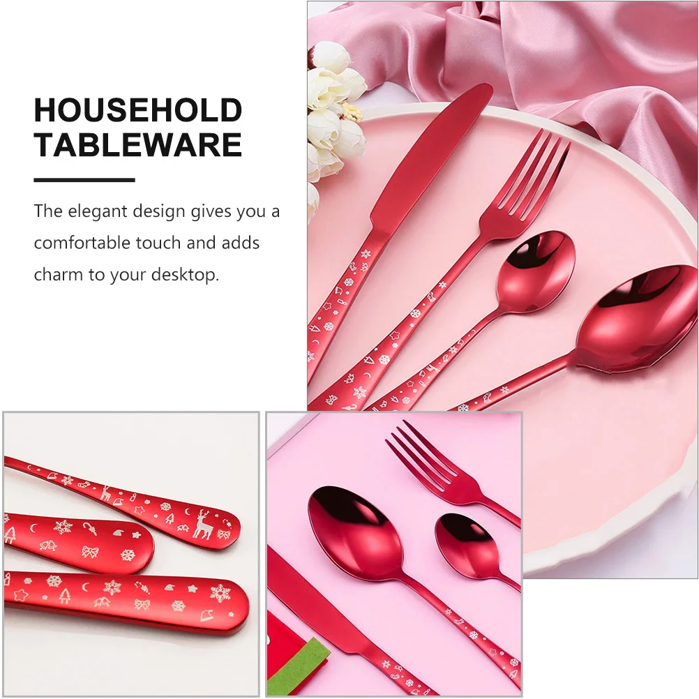 

1Set Stainless Steel Christmas Cutlery Set Spoon Fork Cutter Simple Style Tableware Household Dining Home Kitchen Flatware