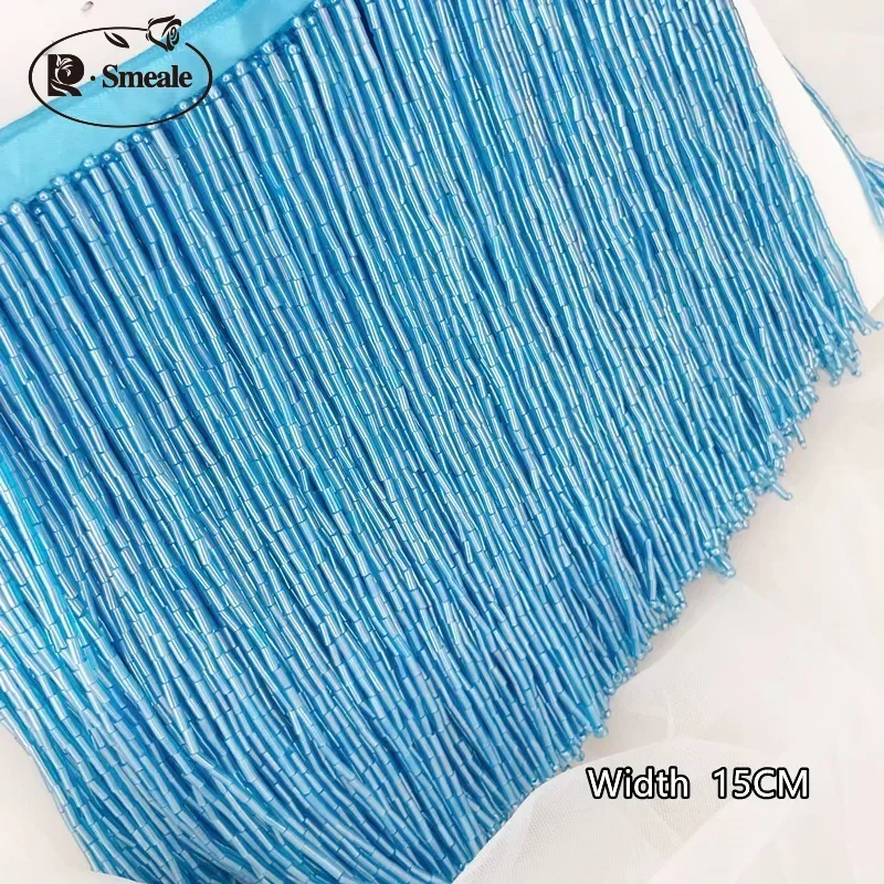 15CM Width 38 Colors Grey Blue Tube Tassel Dress Accessories Lace Trim Wedding and Evening Dress Beaded Decoration RS3052-2