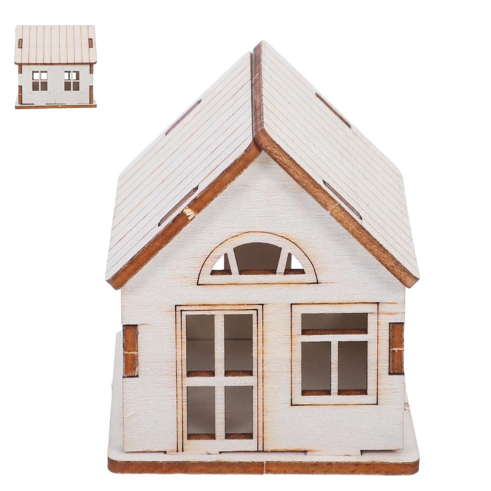 Kit Casa in Legno Fai-da-Te, Miniatura Non Finita, Puzzle 3D per Decorazione Casa, Ornamento da Scrivania, Artigianato, Villaggio Natalizio