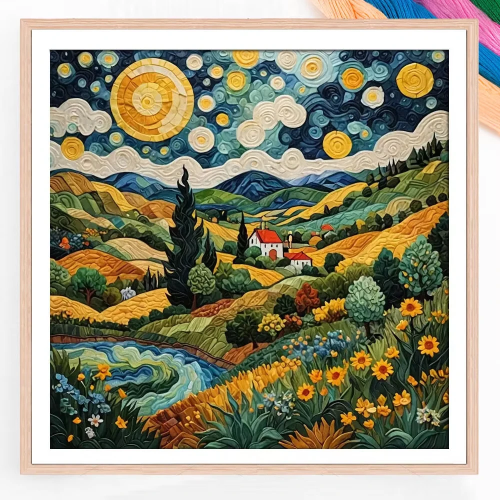 

Sun Field Village 500PCS/1024 PCS Jigsaw Puzzles Relaxing Family Activity Games for Living Room Home Decor Gift Frameless