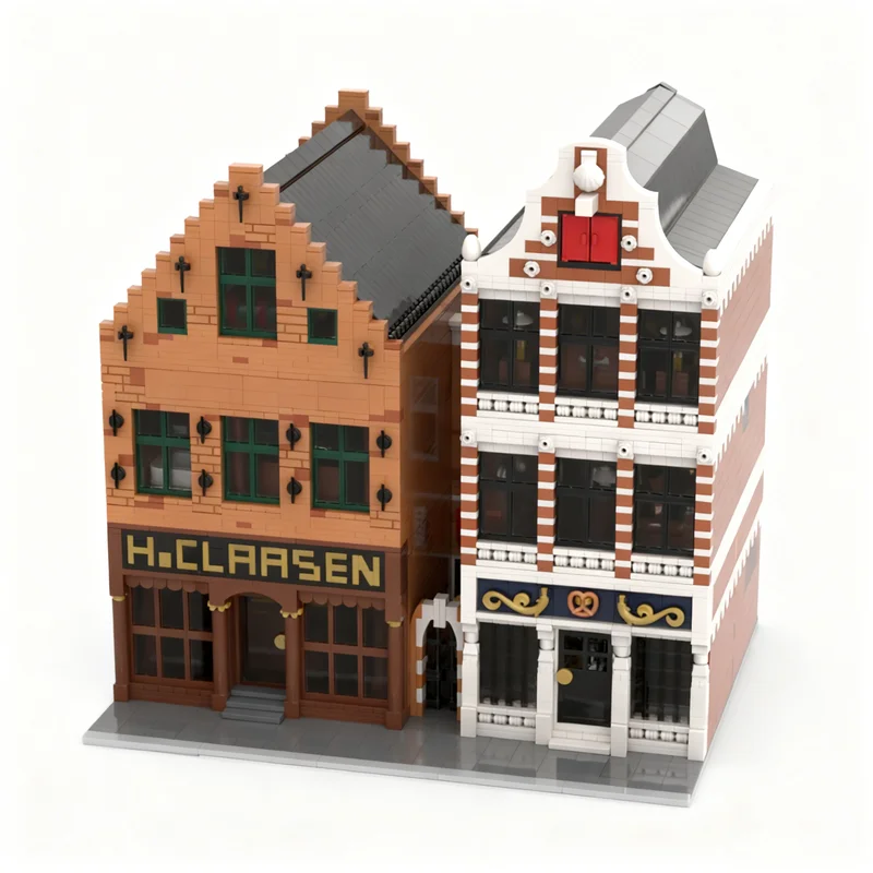 7296pcs MOC Modular Streetscape Colonial Goods Store Old Bakery Dutch Model Toys Building Blocks Construction Christmas Gifts