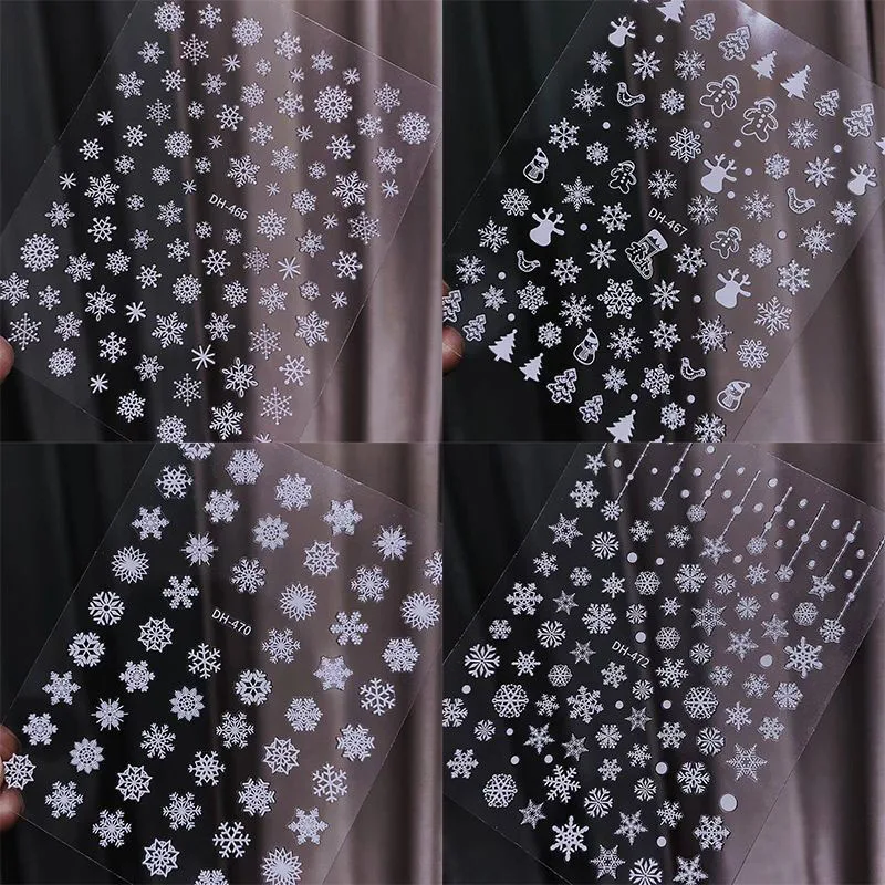 عيد الميلاد مسمار الفن ملصقات مسمار الفن لوازم الثلج الأبيض تصميم لامعة الشارات مانيكير DIY مسمار زينة الملحقات #3