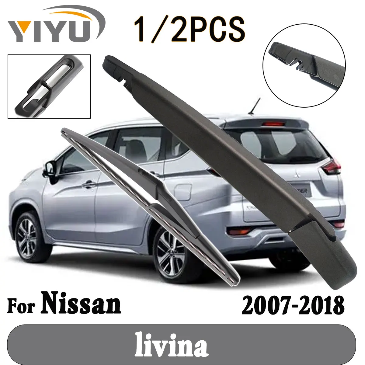1/2PCS Rear Wiper Blade Wiper Arm Windshield Windscreen Clean Tailgate Window Car Rain Brush For Nissan livina 2007--2018
