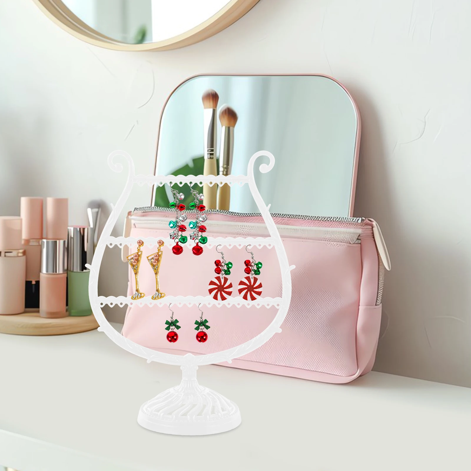 

Jewelry Display Earring Tower Rack White Necklace ganizer Earring Holder Bracelet Tower Rack Storage Solution for Girls