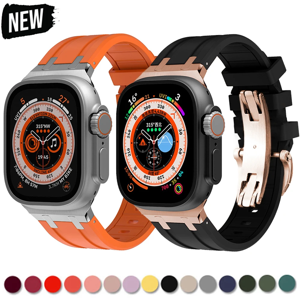 

AP Rubber Strap for Apple Watch Ultra 49mm 45mm Soft Sports Band IWatch Series 8 7 6 5 4 SE 44mm 42mm 38 40 41 Silicone Bracelet