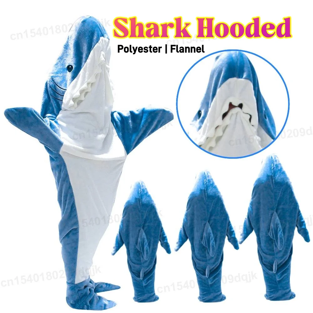 Shark Schlafsack Schal Mit Kapuze Flanell Decke Homewear Kleidung Cartoon Pyjamas Büro Nickerchen Tier Overall Für Kinder Erwachsene