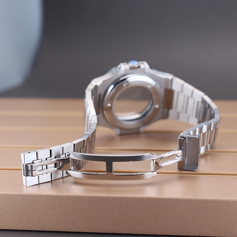 40 مللي متر ساعة فاخرة فضية الحالات سوار الياقوت الزجاج ل Nh34 Nh35 Nh36 Nh38 حركة 29 مللي متر-30.8 مللي متر الطلب تعديل أجزاء نوتيلوس