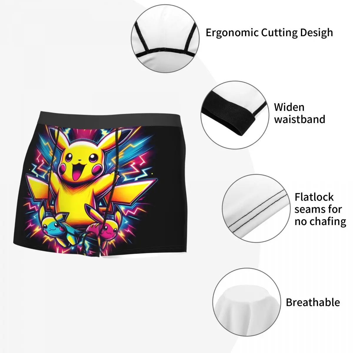 Japanese Anime Game Pokemon Underpants Breathbale Panties Men\'s Underwear Ventilate Shorts Boxer Briefs