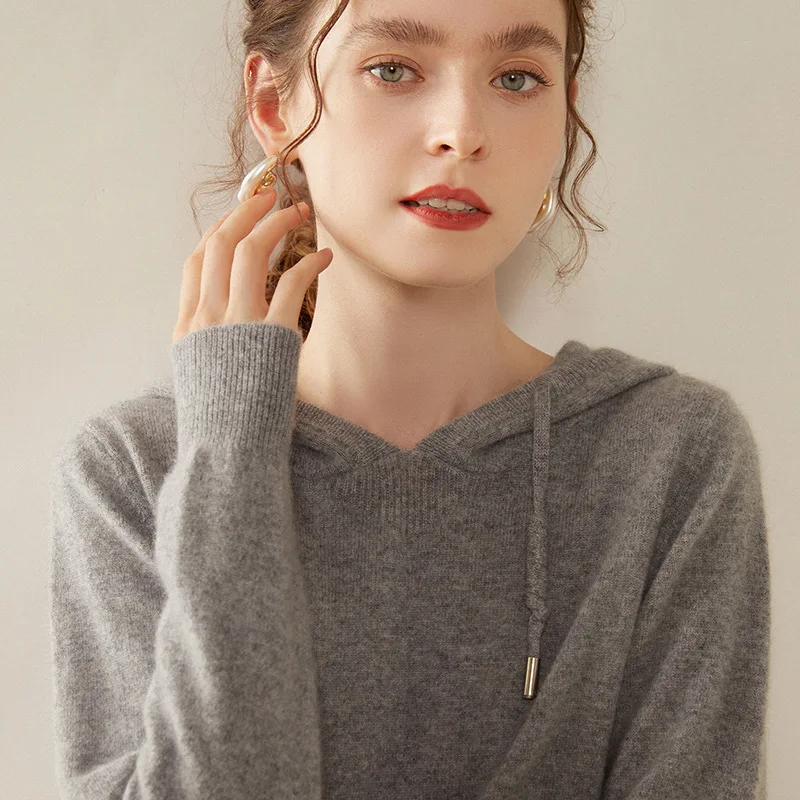 

Women's Solid Color Autumn and Winter Loose Hooded Sweater Sweater Sweater Base Hoodie