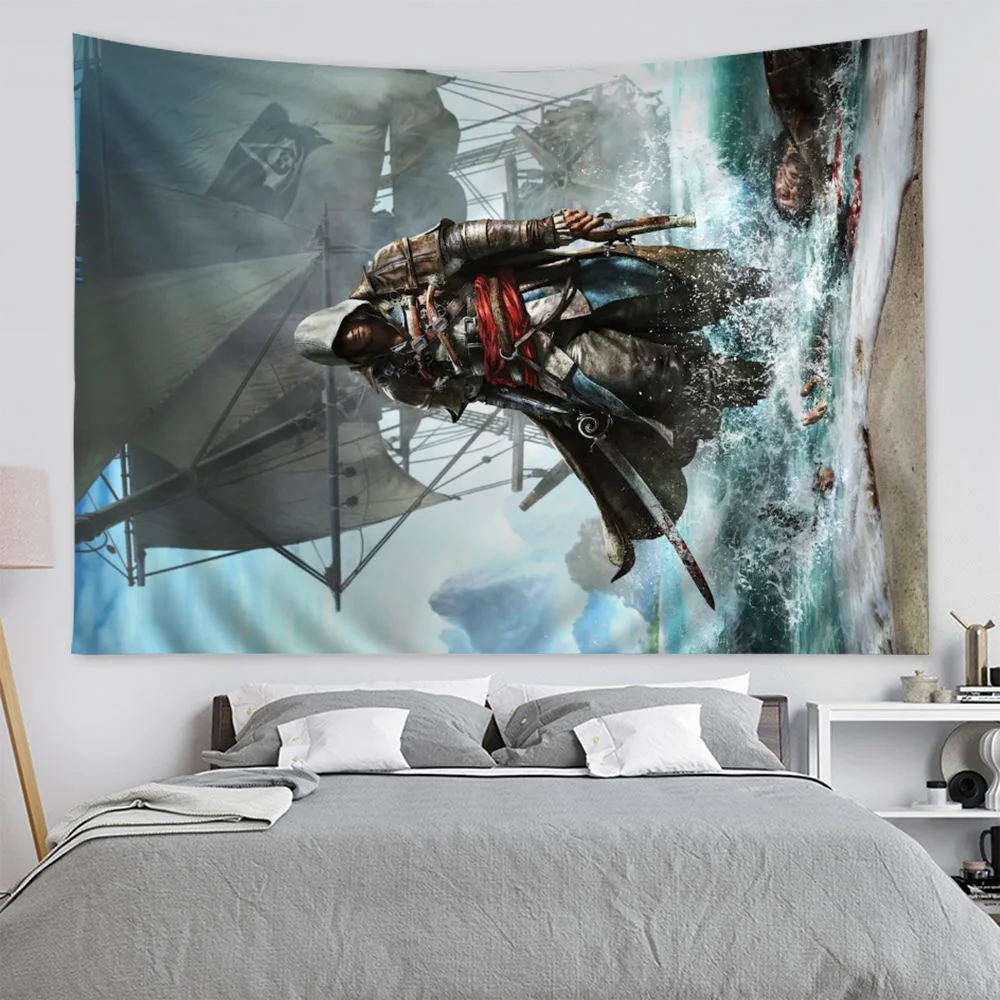 A-ASSASIN Game C-CREED Anime Tapestry Hippie Flower Wall Carpets Dorm Decor Cheap Hippie Wall Hanging