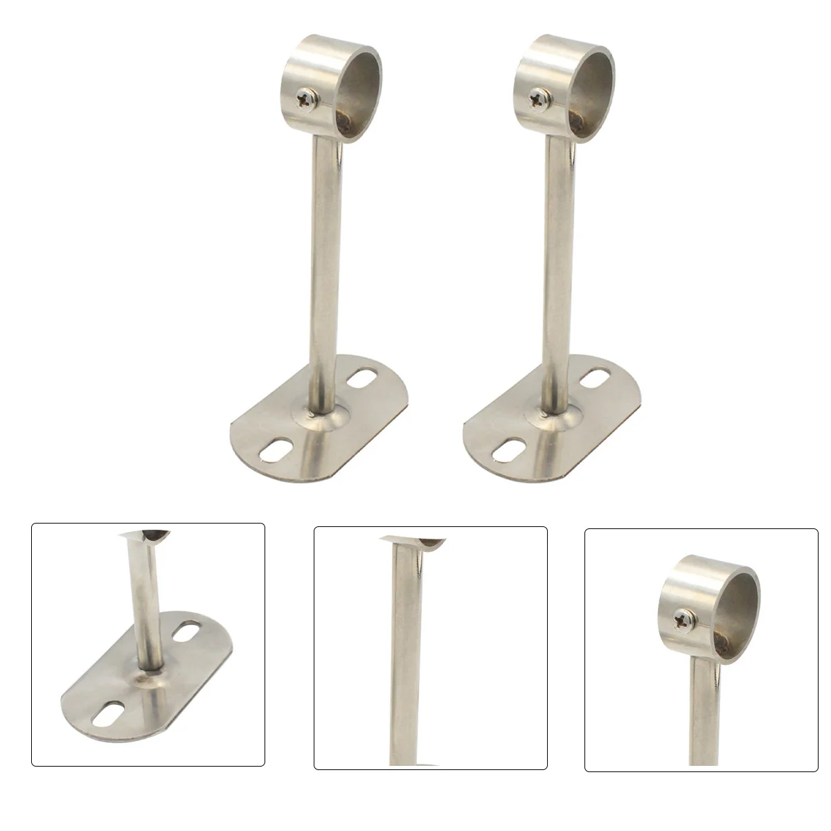 

2Pcs Heavy Duty Stainless Steel Closet Support Bracket for Shower Curtain Wall Mount HolderCabinet Rod Clothes Rod Socket