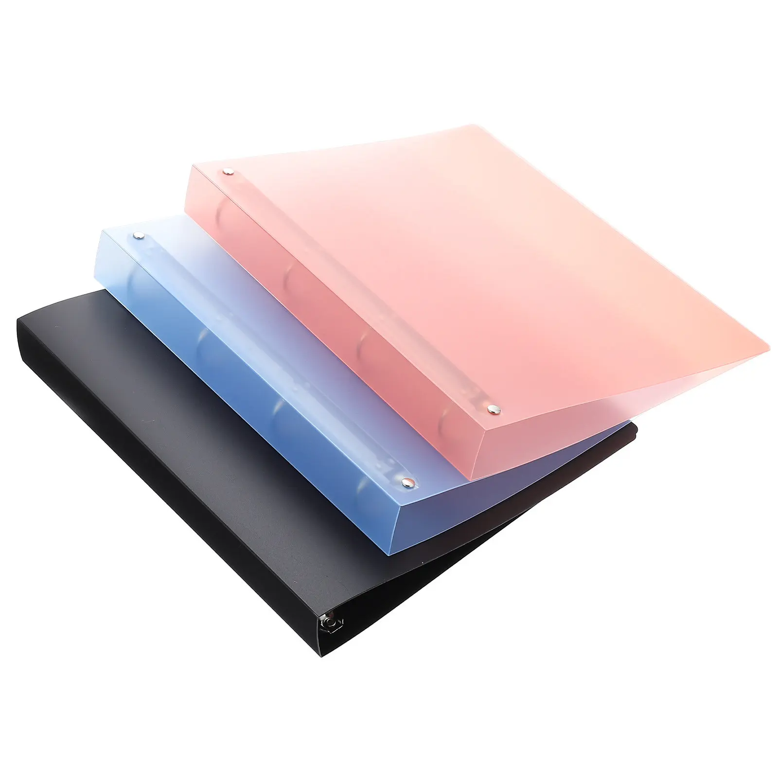 

3Pcs A4 File Folders Transparent Plastic Document Organizers for School Office Home Use D-Ring Binder with Clear Pockets