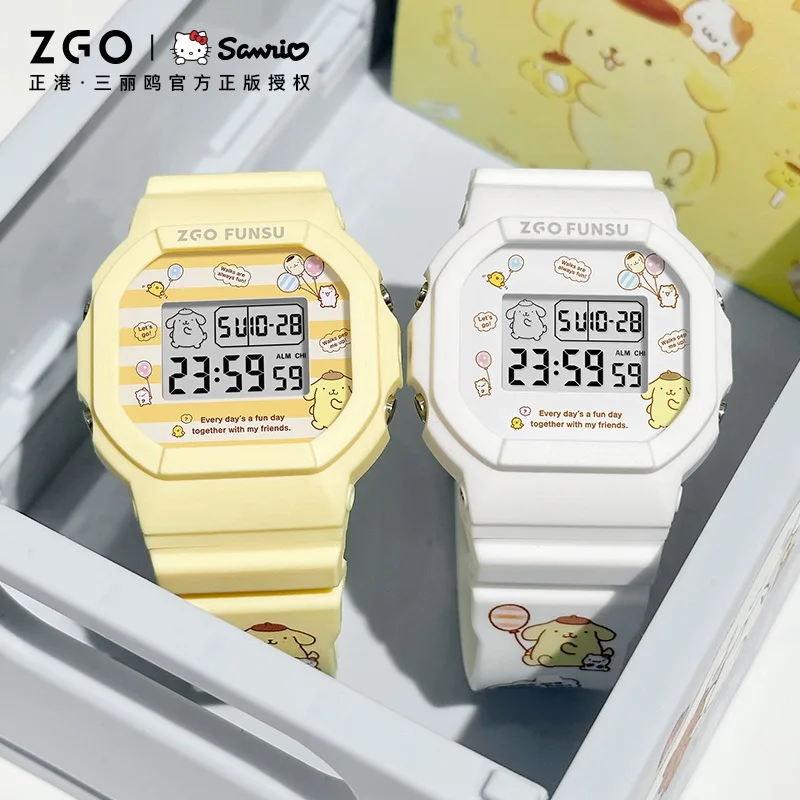 Zgo X Sanrio pompopurin jam tangan Baji Perempuan kids Boys Girls electronic watch waterproof original multifunction 8611