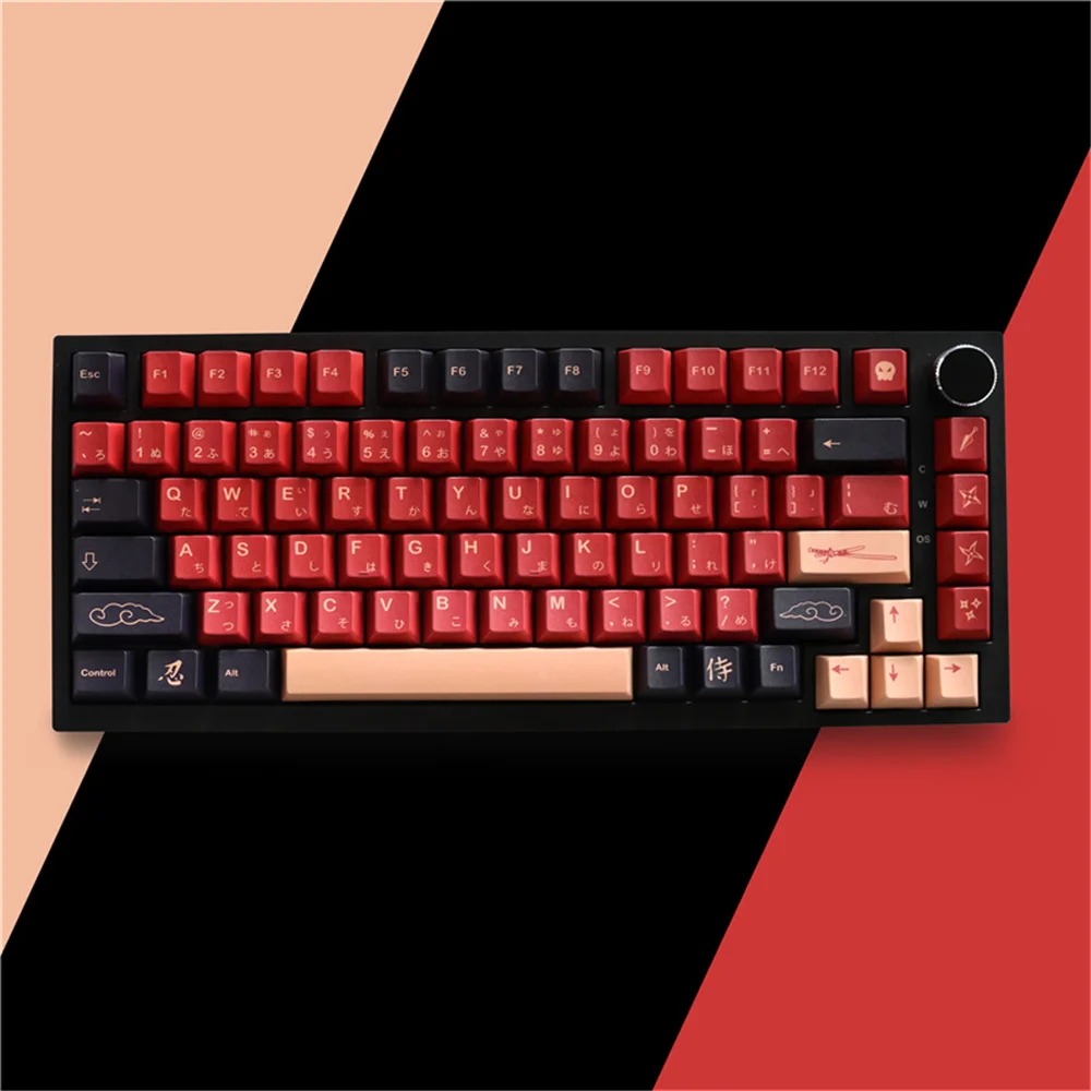 

Cherry Profile GMK Red Samurai Колпачки для клавиш Dye Sub PBT Эргономичный дизайн 129 клавиш для механической клавиатуры 61/64/104/108 Mx Switch