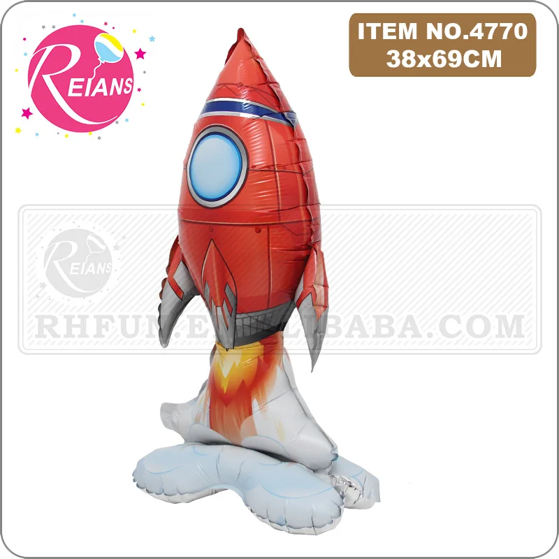 Inflatable Rocket spaceman astronaut Balloons Base Standing Rockets Foil Balloon Boys Space Theme Birthday Party Kids Toys Decor