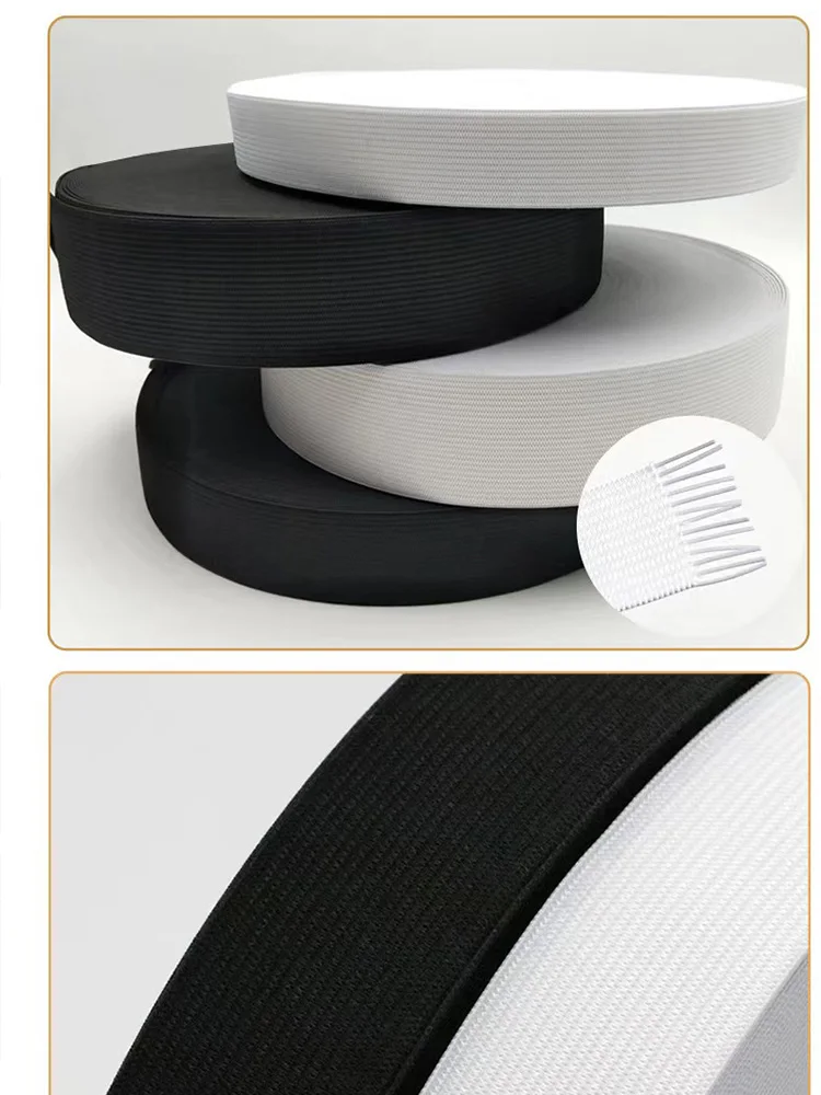 2/2,5/3/3,5/4/5cm Elastische Bänder Elastisches Band Hochelastisches Latex-Strickband in Schwarz und Weiß DIY Nähzubehör Gummiband – Detail 6