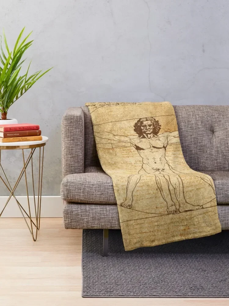 Leonardo da Vinci The Vitruvian Man (edited) Throw Blanket funny gift warm for winter Travel Blankets