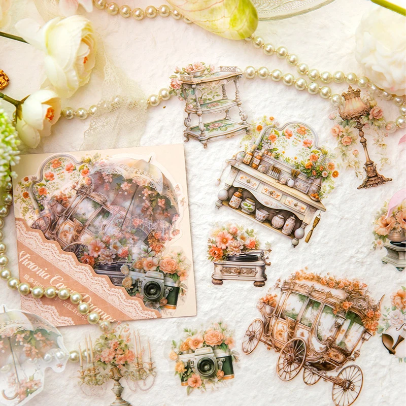 1 Packung/10 Stück Vintage Europäische Palast-Aufkleber Luxuriöser Retro-Stil DIY Handgemachtes Album Scrapbooking Dekorative Papierbedarf