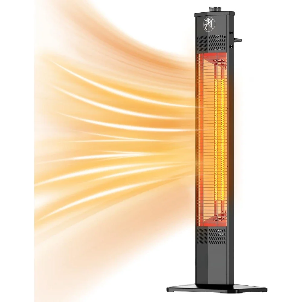 Patio Heater for Outdoor Use,1500W Infrared Heater, 36 in Portable Tower Heater, 3 Heat Levels, IPX5 Waterproof, Tip-Over