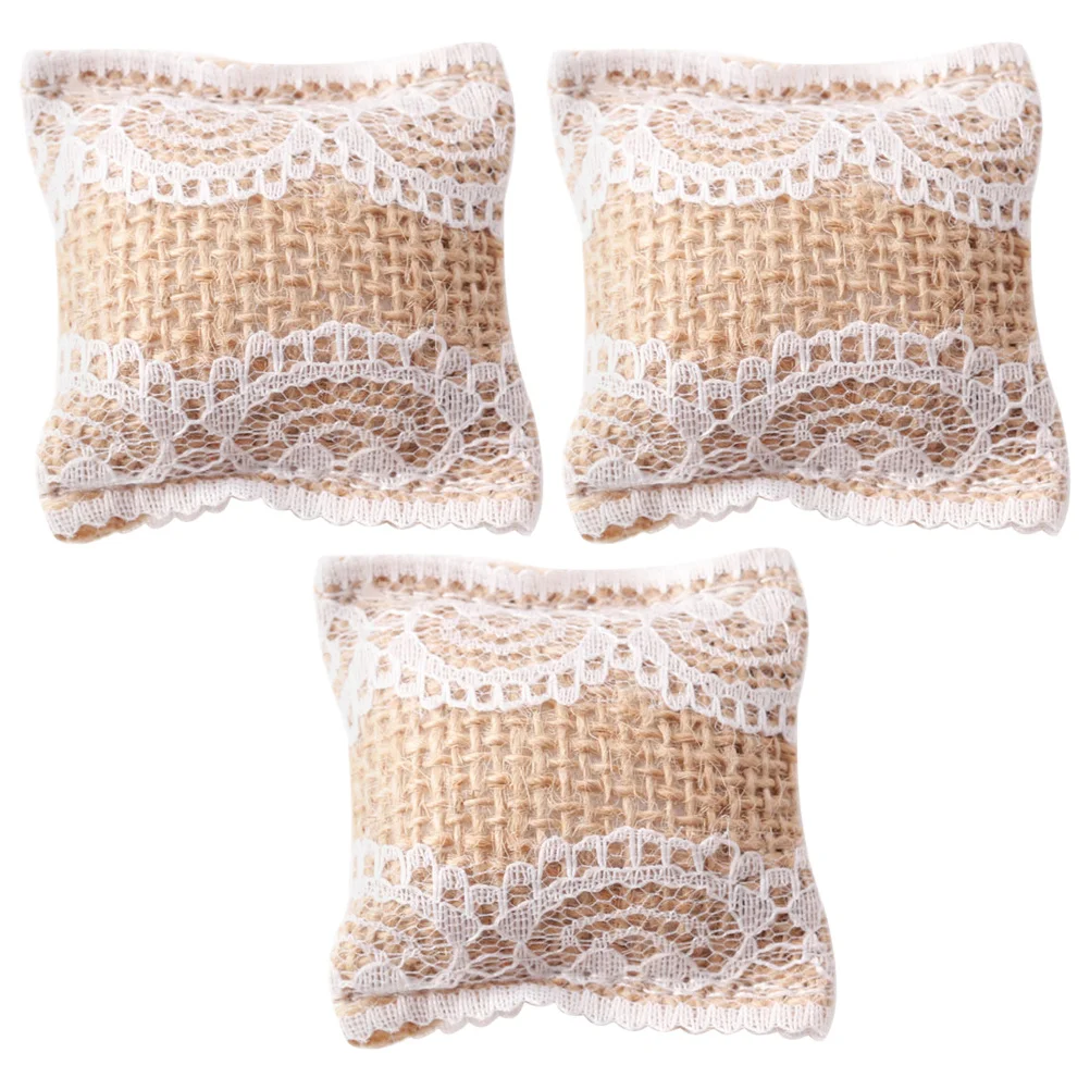

3Pcs Adorable Miniature Throw Pillows: Realistic Lace Design for Dollhouse Accessories Decorative Cushion Models Cozy Setup