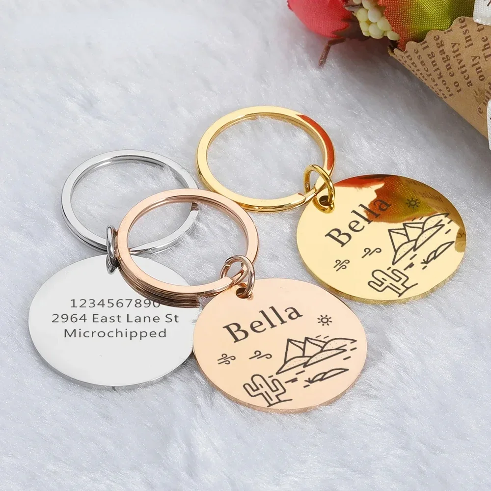 Personalized Pet Dog ID Tag Custom Anti-lost Pet Name Shiny Tags Engraving for Puppy ID Collar Nameplate Pendant for Puppy Dog