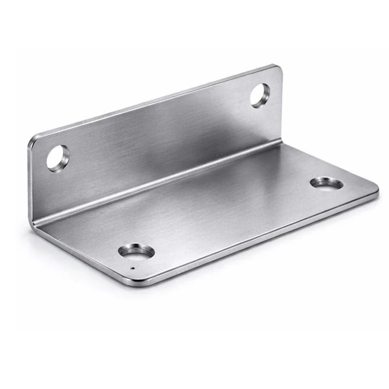 Custom Brushed Stainless Steel Bent Angle Bracket, Countersunk Hole L Shape Fixing Plate for Automation Module Installation