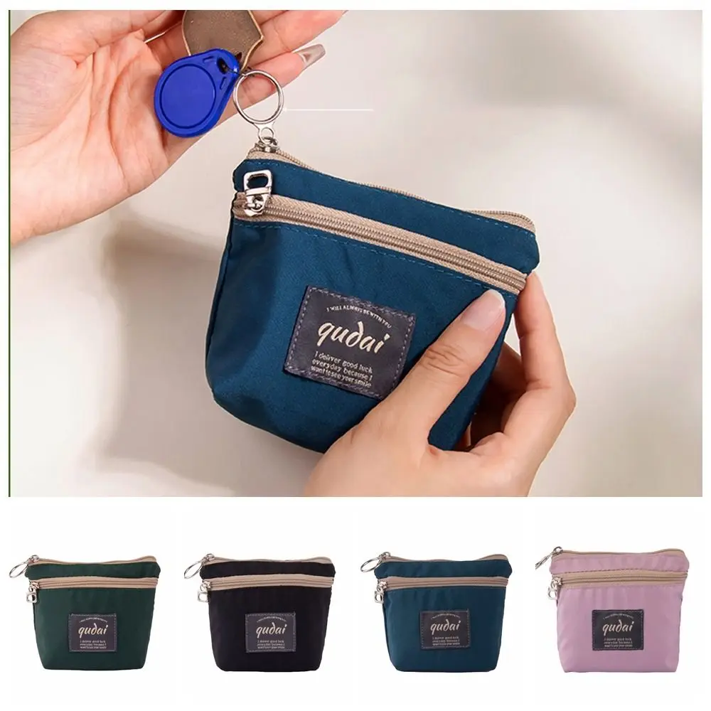 

Portable Square Nylon Coin Purse Card Holder Korean Style Cute Zero Wallet Multifunctional Zipper Mini Storage Bag Girls