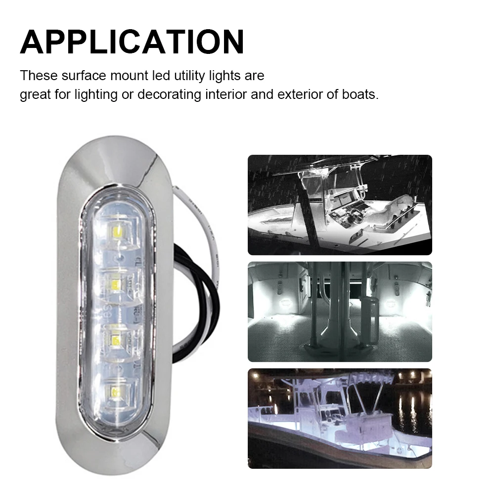 

2PCS Waterproof Boat Interior Stern Transom Light Side Marker White Light for Marine LED Marine Boat Courtesy Light 12-30V 6LED