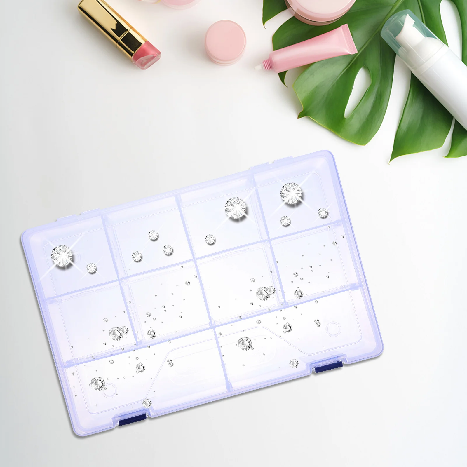 

2Pcs Clear Grid Container Detachable Holder Transparent Organizer Box for Pencils Erasers Necklaces Rings Beads Components