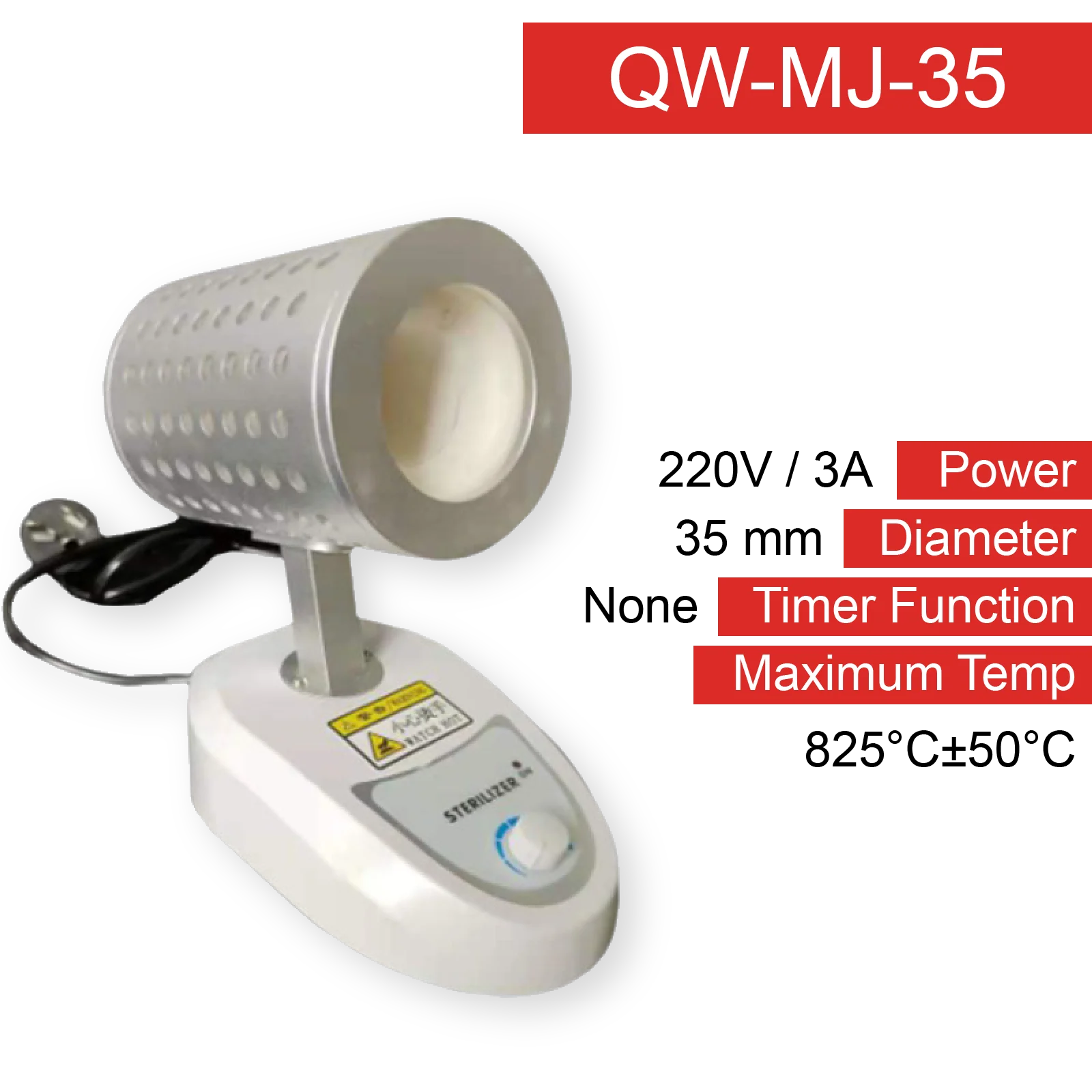 Inoculation Loop Sterilizer Portable Flame Free Bacti Cinerator High Temp Lab Sterilizer for Microbiology Use