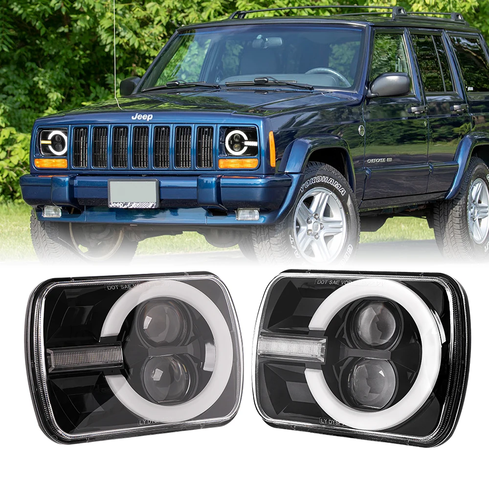 

Car Headlights LED With Turn Signal Aluminum Alloy High Brightness 90W 5X7INCH Waterproof For Jeep Wrangler JL2018+ SXMA LED6512