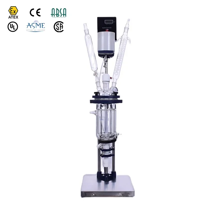 High Quality 1l 5l 10l 30l Lab Bioreactor Chemical Jacketed Glass Stirred Lined Reactor