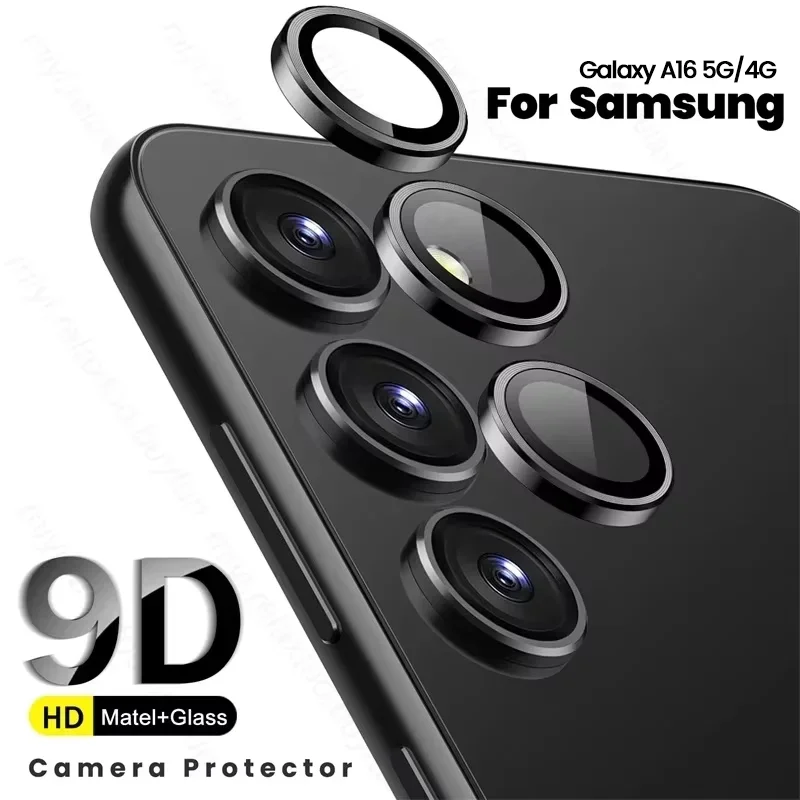 9D Camera Lens Protective Glass Cap for Samsung A16 A06 A55 A15 A05s A25 A14 A24 A34 A54 5G Case Matel Ring Lens Cover