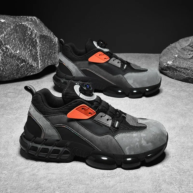 

Large Size Safety Rotating Knob For Men, Puncture Resistant, Sports Shoes With Soft Sole, Comfortable Casual Sneaker.