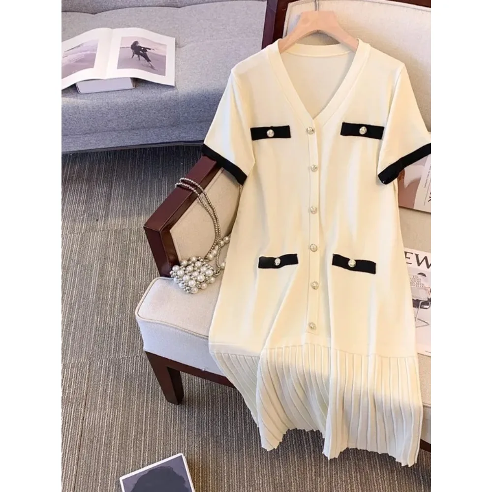 

Женские винтажные элегантные тонкие платья с v-образным вырезом, французская модная вечерняя уличная одежда больших размеров