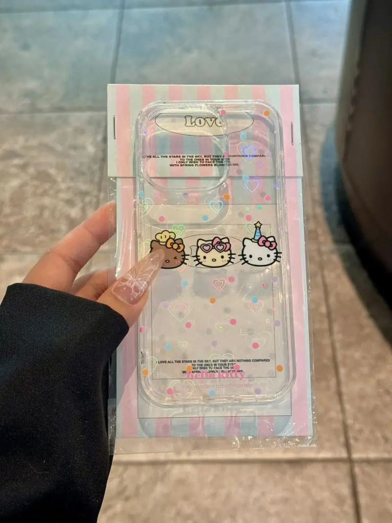 Sanrio Hello Kitty Pink Bowknot Phone Case For iPhone 15 14 13 12 11 Pro Max XR XS MAX 78Plus Y2K Girl Cute Anti Fall Back Cover