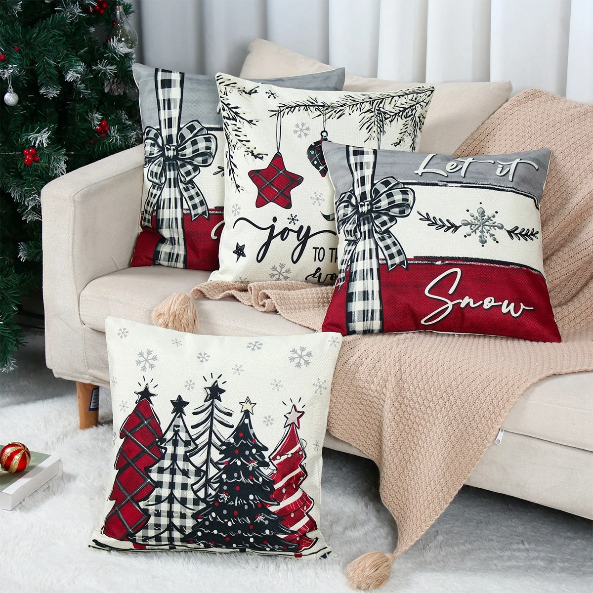 Christmas Snowman Santa Claus Pillowcase Navidad Natal Noel Elk Cushion Cover Merry Christmas Decor For Home 2024 New Year 2025